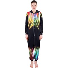 Color Background Structure Lines Hooded Jumpsuit (ladies)  by Simbadda