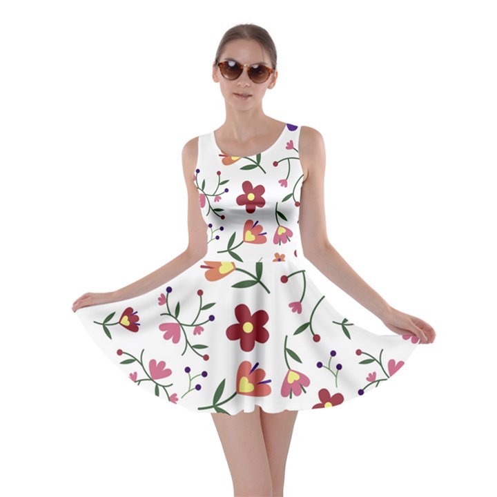 Flowers Pattern Texture Nature Skater Dress