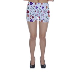 Flowers Pattern Texture Nature Skinny Shorts by Simbadda