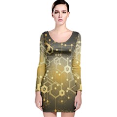 Block Chain Data Records System Long Sleeve Velvet Bodycon Dress by Simbadda