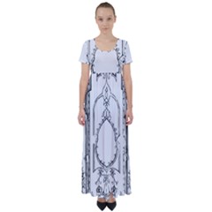 Leighton Floriated Antique Scroll High Waist Short Sleeve Maxi Dress by Simbadda