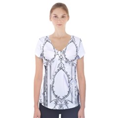 Leighton Floriated Antique Scroll Short Sleeve Front Detail Top by Simbadda