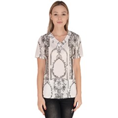 Leighton Floriated Antique Scroll Women s V-neck Scrub Top by Simbadda