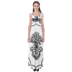 Floriated Antique Scroll Fruit Empire Waist Maxi Dress by Simbadda