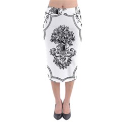 Floriated Antique Scroll Fruit Midi Pencil Skirt by Simbadda