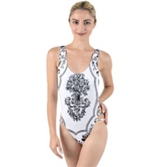 Floriated Antique Scroll Fruit High Leg Strappy Swimsuit by Simbadda