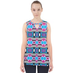 Blue Pink Shapes Rows Jpg                                                       Cut Out Tank Top by LalyLauraFLM