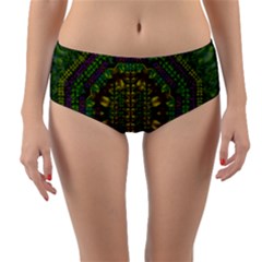 Butterfly Flower Jungle And Full Of Leaves Everywhere Reversible Mid-waist Bikini Bottoms by pepitasart