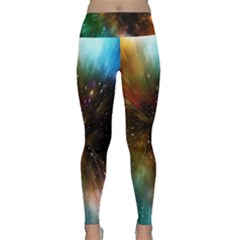 Universe Galaxy Sun Star Movement Lightweight Velour Classic Yoga Leggings by Simbadda