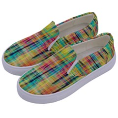 Yellow Blue Red Stripes                                                  Kids  Canvas Slip Ons by LalyLauraFLM