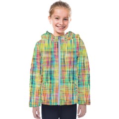 Yellow Blue Red Stripes                                                       Kids  Hooded Puffer Jacket by LalyLauraFLM