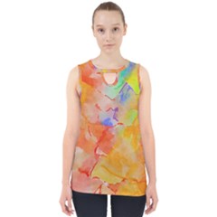 Orange Red Yellow Watercolors Texture                                                        Cut Out Tank Top by LalyLauraFLM