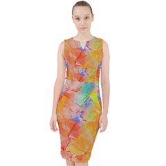 Orange Red Yellow Watercolors Texture                                                          Midi Bodycon Dress by LalyLauraFLM