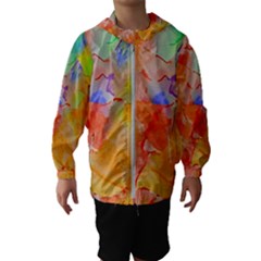 Orange Red Yellow Watercolors Texture                                                        Hooded Wind Breaker (kids)