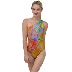 Orange Red Yellow Watercolors Texture                                                       To One Side Swimsuit by LalyLauraFLM