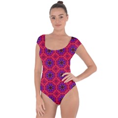 Retro Abstract Boho Unique Short Sleeve Leotard 