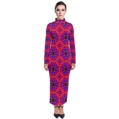 Retro Abstract Boho Unique Turtleneck Maxi Dress