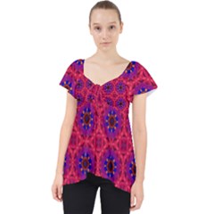 Retro Abstract Boho Unique Lace Front Dolly Top