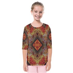 Autumn Kaleidoscope Art Pattern Kids  Quarter Sleeve Raglan Tee