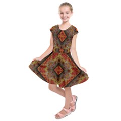 Autumn Kaleidoscope Art Pattern Kids  Short Sleeve Dress