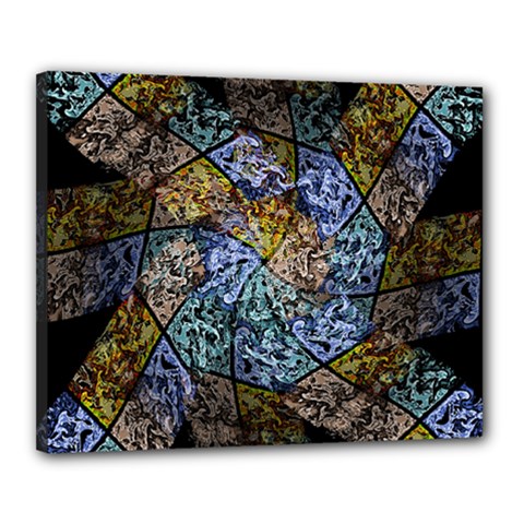 Multi Color Tile Twirl Octagon Canvas 20  X 16  (stretched) by Simbadda