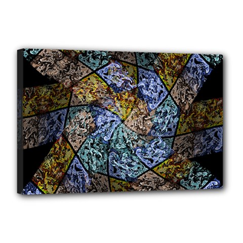 Multi Color Tile Twirl Octagon Canvas 18  X 12  (stretched) by Simbadda