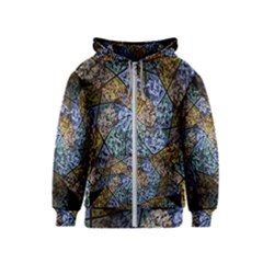 Multi Color Tile Twirl Octagon Kids  Zipper Hoodie by Simbadda