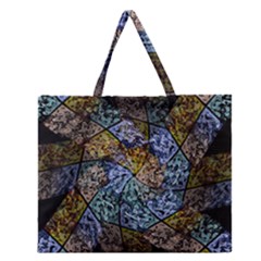 Multi Color Tile Twirl Octagon Zipper Large Tote Bag by Simbadda