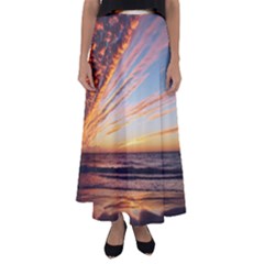 Sunset Beach Ocean Scenic Flared Maxi Skirt by Simbadda