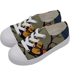 Art Drawing Abstract Blue Yellow Kids  Low Top Canvas Sneakers by Celenk