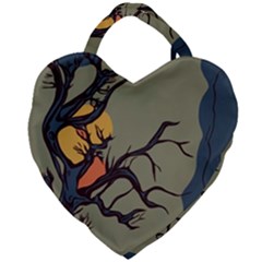 Art Drawing Abstract Blue Yellow Giant Heart Shaped Tote by Celenk