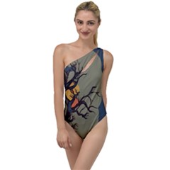 Art Drawing Abstract Blue Yellow To One Side Swimsuit by Celenk