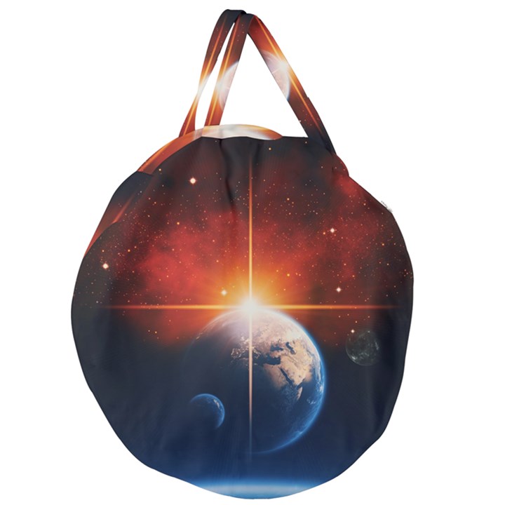 Earth Globe Planet Space Universe Giant Round Zipper Tote