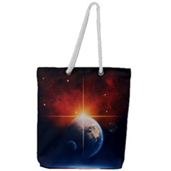 Earth Globe Planet Space Universe Full Print Rope Handle Tote (large) by Celenk