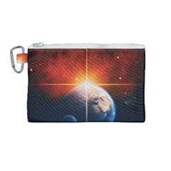 Earth Globe Planet Space Universe Canvas Cosmetic Bag (medium)