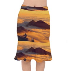 Fog Clouds Sea Of Fog Mountain Mermaid Skirt by Celenk