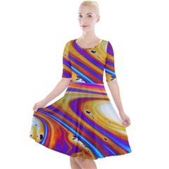 Soap Bubble Color Colorful Quarter Sleeve A-line Dress by Celenk