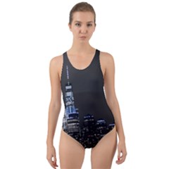 New York Skyline New York City Cut-out Back One Piece Swimsuit by Celenk