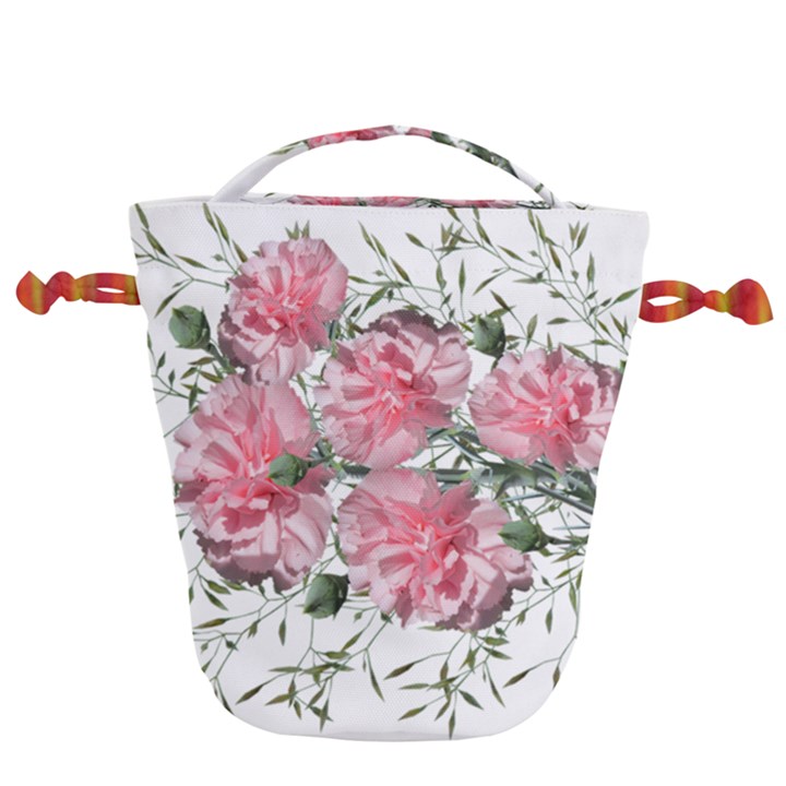 Carnations Flowers Nature Garden Drawstring Bucket Bag