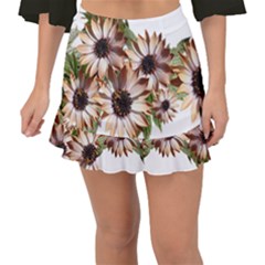 Sun Daisies Leaves Flowers Fishtail Mini Chiffon Skirt