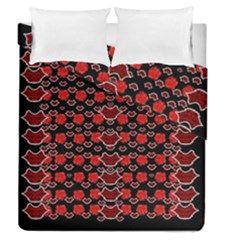 Red Lips And Roses Just For Love Duvet Cover Double Side (queen Size)