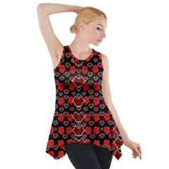 Red Lips And Roses Just For Love Side Drop Tank Tunic by pepitasart