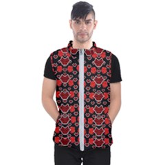 Red Lips And Roses Just For Love Men s Puffer Vest by pepitasart