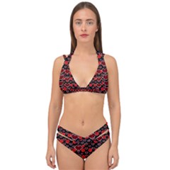 Red Lips And Roses Just For Love Double Strap Halter Bikini Set by pepitasart