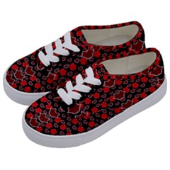 Red Lips And Roses Just For Love Kids  Classic Low Top Sneakers by pepitasart