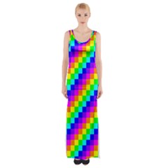 7 Color Square Grid Maxi Thigh Split Dress by ChastityWhiteRose