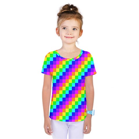 7 Color Square Grid Kids  One Piece Tee by ChastityWhiteRose