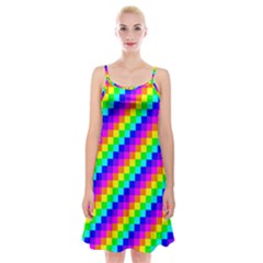 7 Color Square Grid Spaghetti Strap Velvet Dress by ChastityWhiteRose