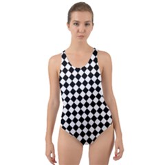 Chessboard 18x18 Rotated 45 40 Pixels Cut-out Back One Piece Swimsuit