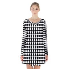 Chessboard 18x18 Rotated 45 40 Pixels Long Sleeve Velvet V-neck Dress by ChastityWhiteRose